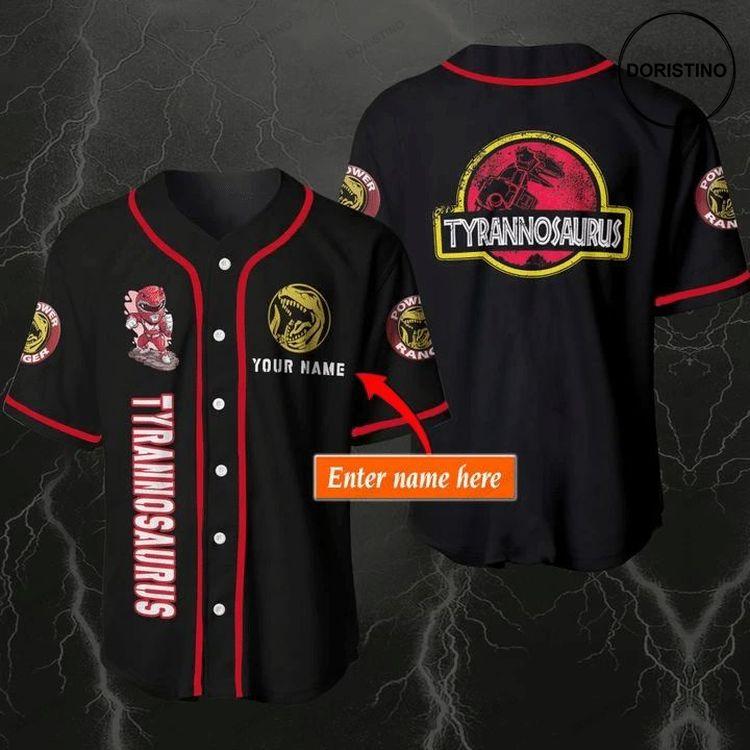 Custom Name Tyrannosaurus Red Superman Gift For Lover Doristino All Over Print Baseball Jersey