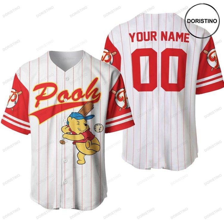 Custom Name Winnie Pooh Bear Disney 345 Gift For Lover Doristino All Over Print Baseball Jersey