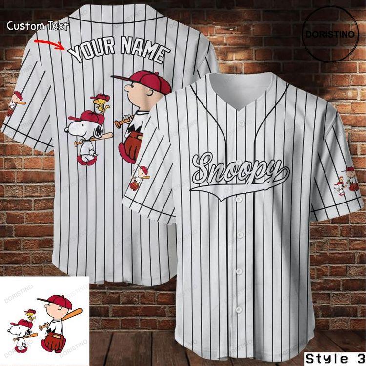 Custom Names Cute Charlie Brown And Snoopy 102 Gift For Lover Doristino All Over Print Baseball Jersey