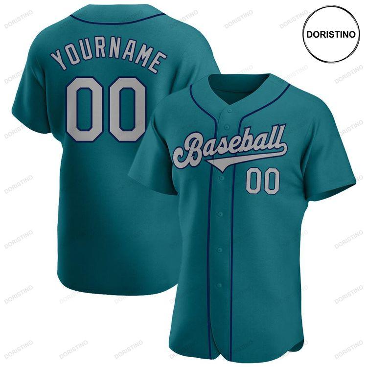 Custom Personalized Aqua Gray Navy Doristino All Over Print Baseball Jersey