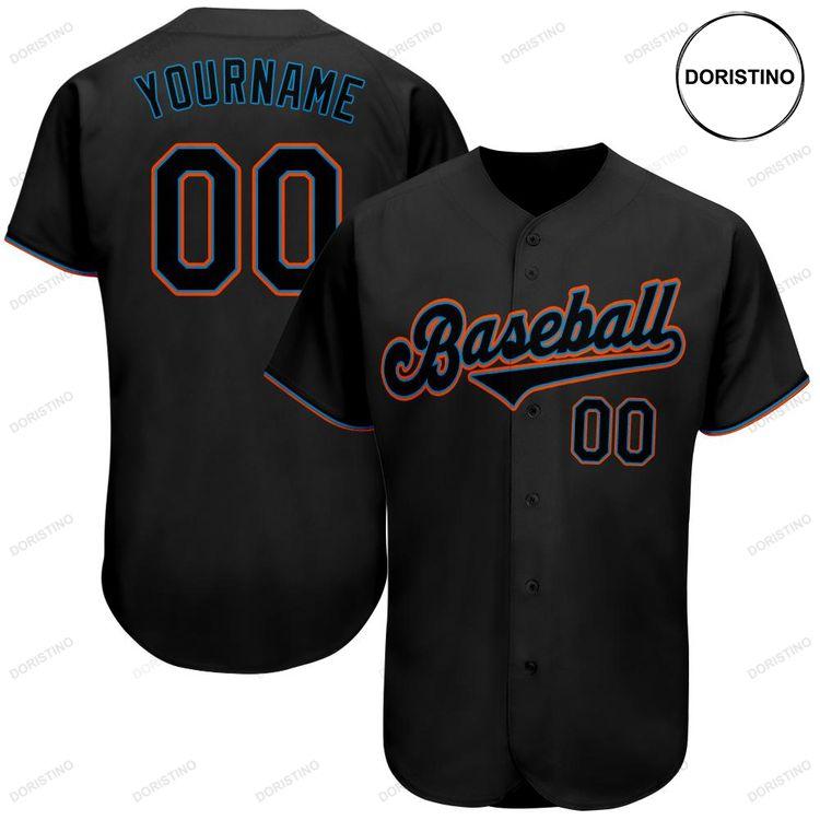 Custom Personalized Black Black Light Blue Doristino Limited Edition Baseball Jersey