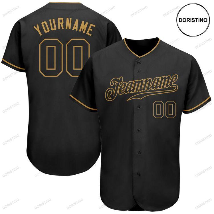 Custom Personalized Black Black Old Gold Doristino All Over Print Baseball Jersey
