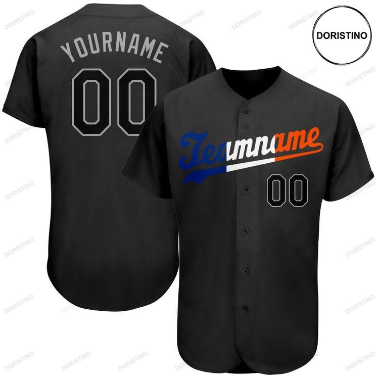 Custom Personalized Black Black Orange Doristino All Over Print Baseball Jersey