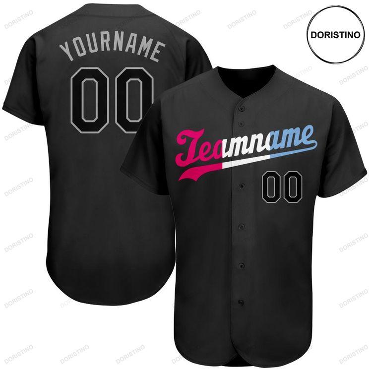 Custom Personalized Black Black Pink Doristino Limited Edition Baseball Jersey