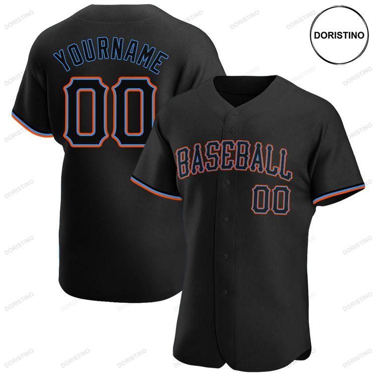 Custom Personalized Black Black Powder Blue Doristino Awesome Baseball Jersey