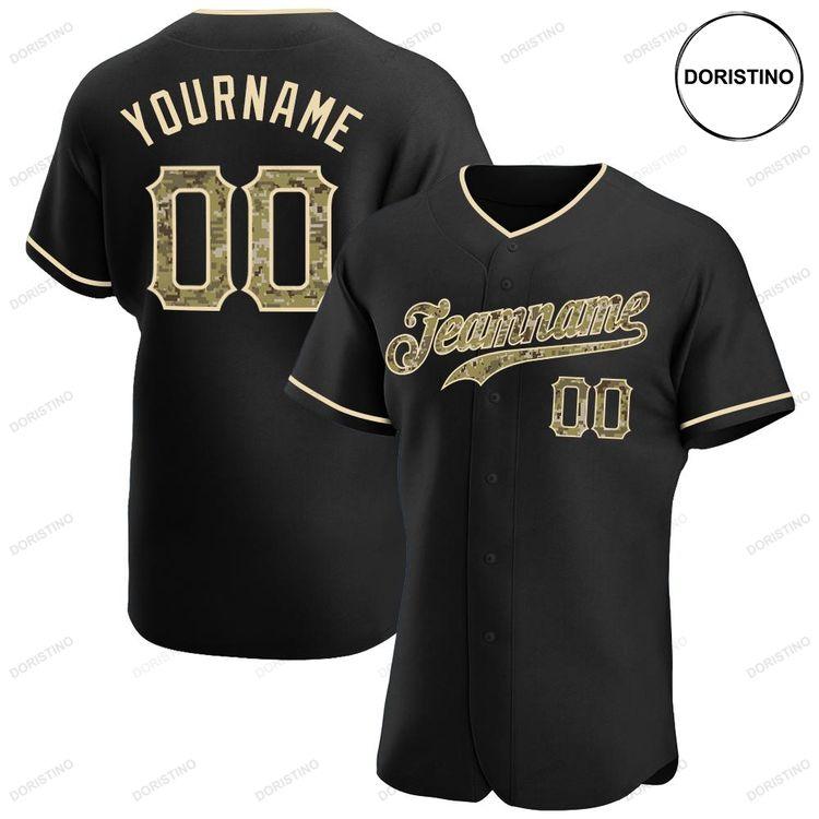 Custom Personalized Black Camo Khaki Doristino Limited Edition Baseball Jersey