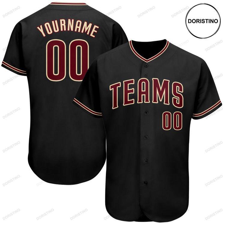 Custom Personalized Black Crimson Khaki Doristino All Over Print Baseball Jersey