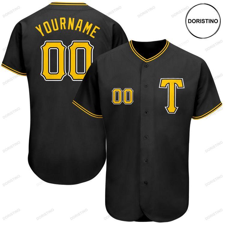 Custom Personalized Black Gold White Doristino Awesome Baseball Jersey
