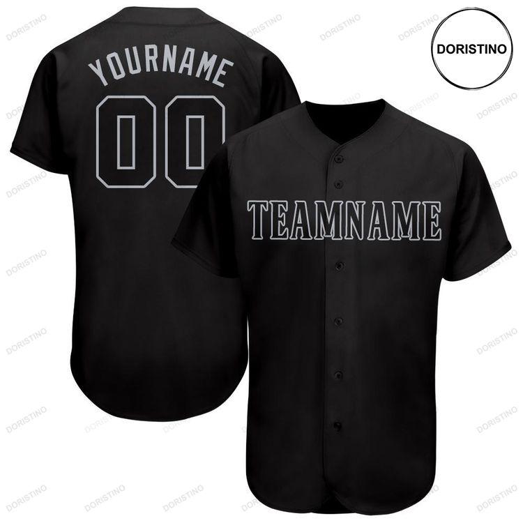 Custom Personalized Black Gray Doristino All Over Print Baseball Jersey