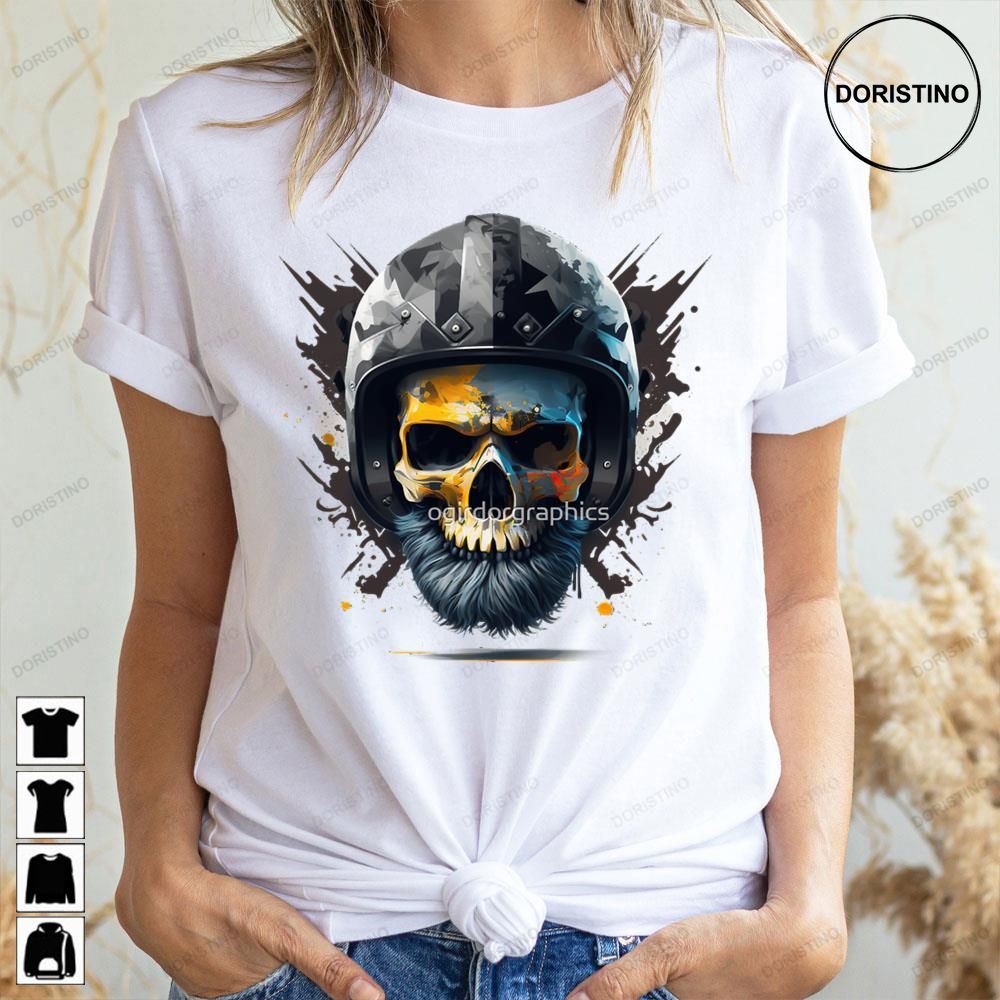 Skull Beard Dark Mechanic Piston Car Motorcycle Color Art Awesome Shirts