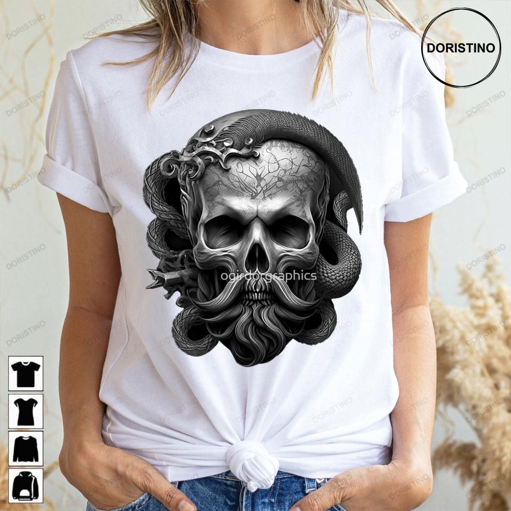 Skull Beard Gold Snake Dark Pirate Emperor Serpent Sinister Black Awesome Shirts