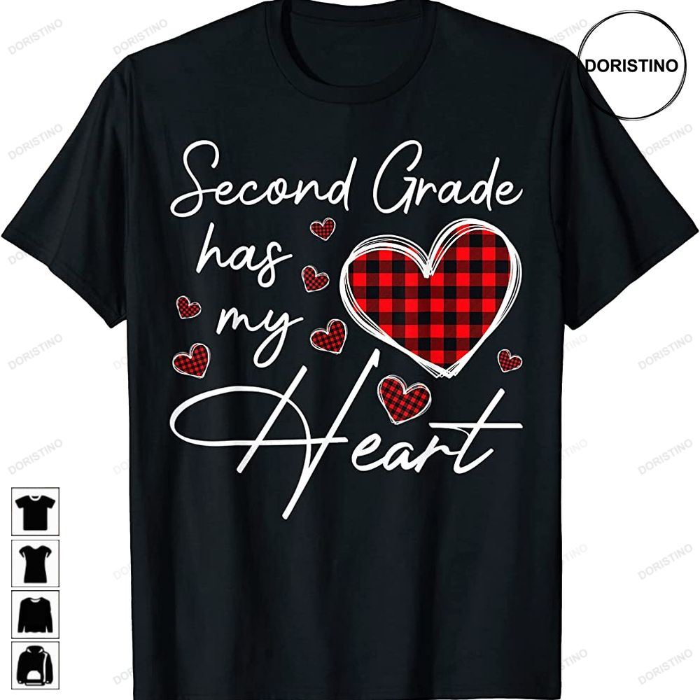 2nd Second Grade Has My Heart Plaid Teacher Valentines Limited Edition T-shirts