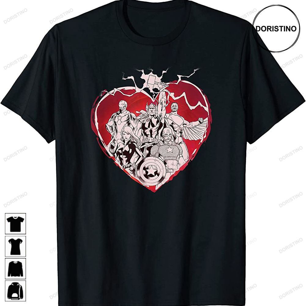 Avengers Classic Valentines Day Group Heart Fill Trending Style