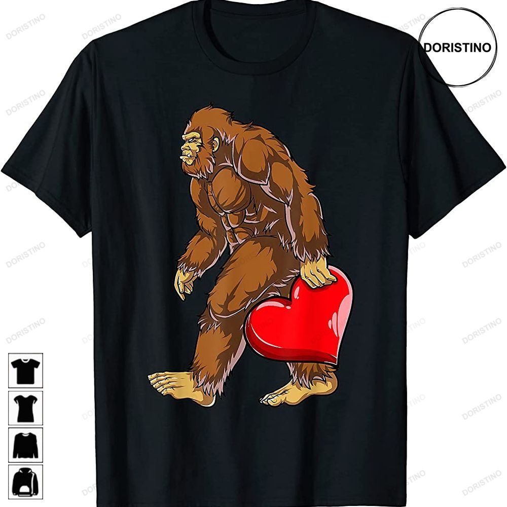 Bigfoot Heart Funny Valentines Day Men Love Sasquatch Gifts Trending Style