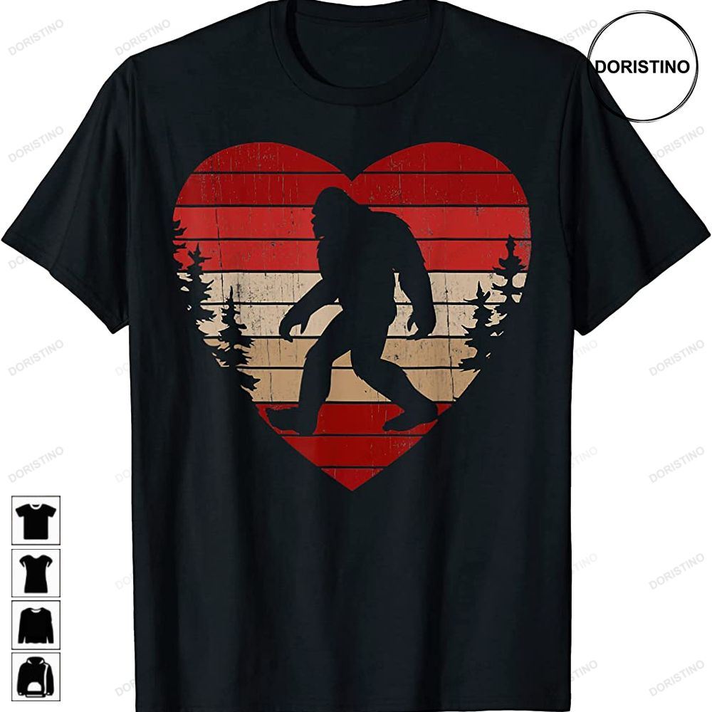 Bigfoot Heart Valentines Day Boys Girls Kids Love Sasquatch Awesome Shirts