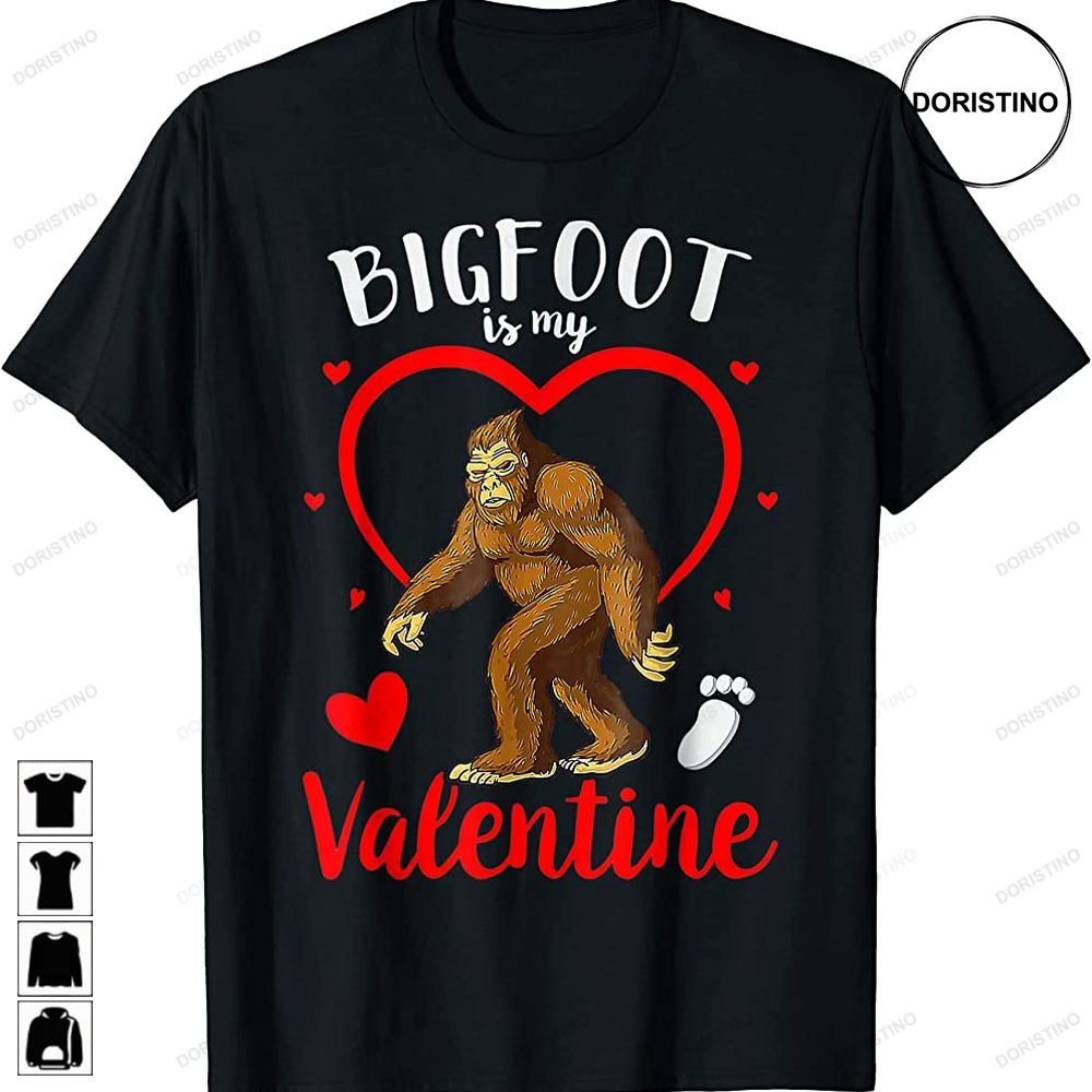 Bigfoot Is My Valentine Pajama Bigfoot Valentines Day Awesome Shirts