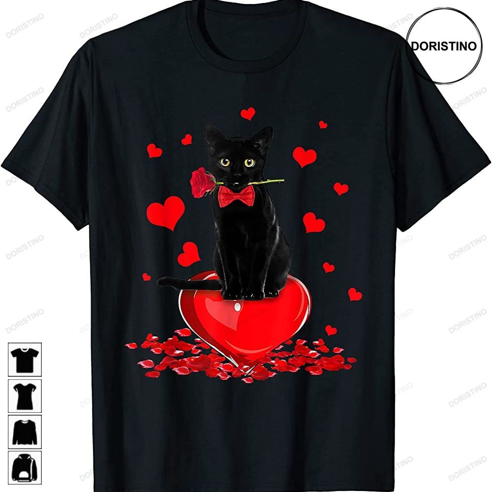 Black Cat Valentines Day Boys Girls Valentine Gifts Limited Edition T-shirts