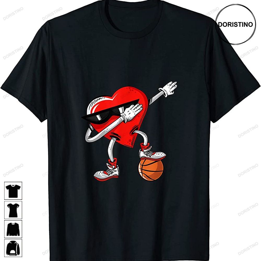 Boys Valentines Day Basketball Heart Dab Dance Sunglasses Awesome Shirts