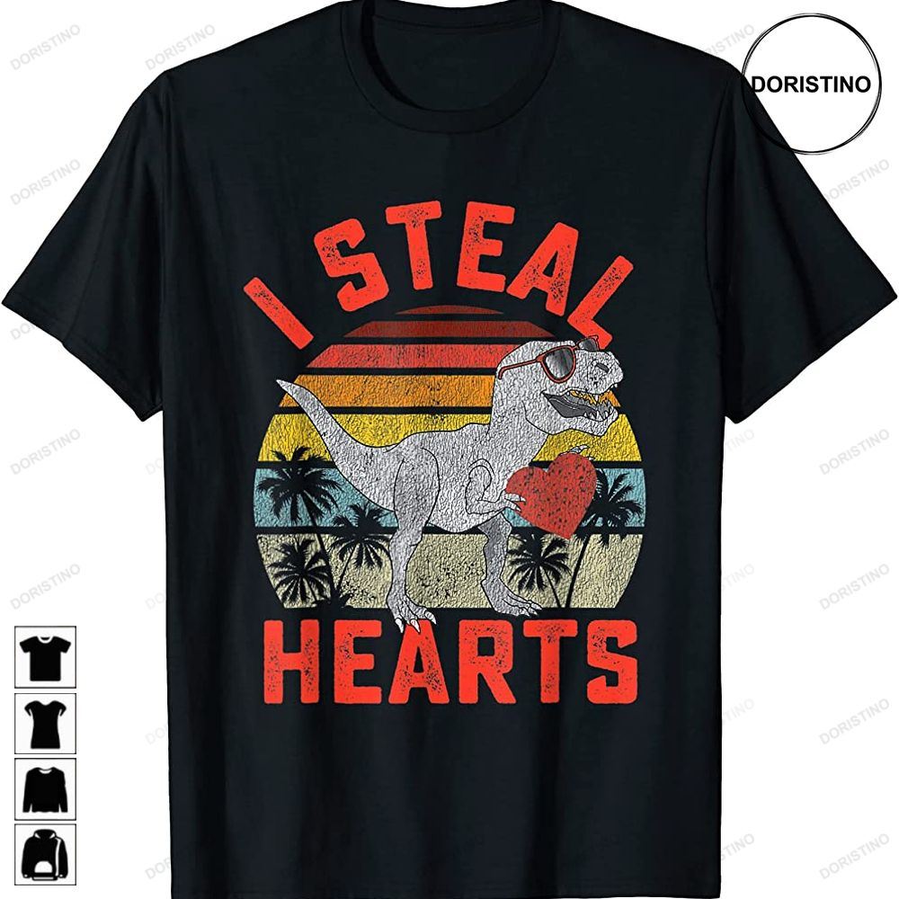 Boys Valentines Day Boy Dinosaur T Rex Lover I Steal Hearts Trending Style
