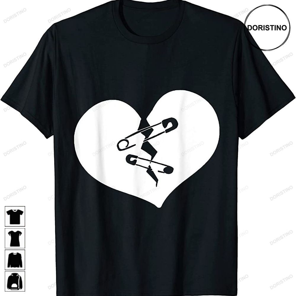 Broken Heart Sad Brokenhearted Valentines Day Safety Pins Limited Edition T-shirts
