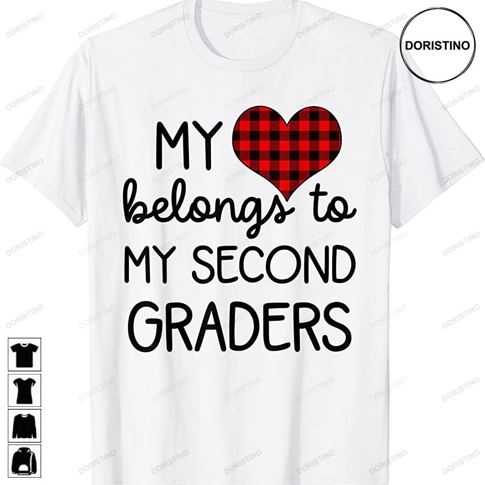 Buffalo Plaid Heart Valentines Day For Second Grade Teacher Awesome Shirts