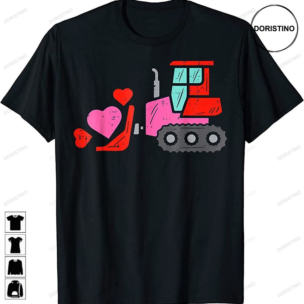 Bulldozer Heart Kids Toddler Valentines Day Boys Valentine Awesome Shirts