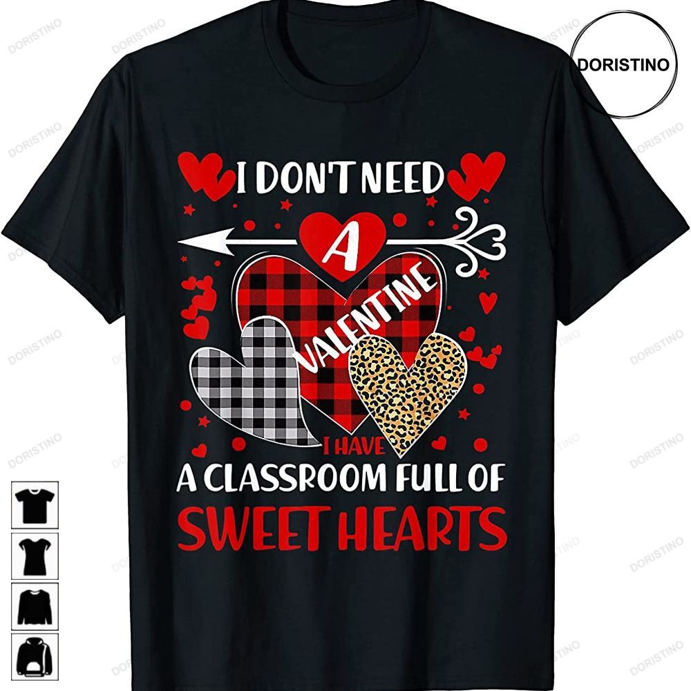 Class Full Sweet Hearts Teacher Valentines Day Buffalo Plaid Limited Edition T-shirts