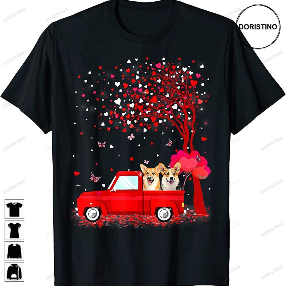 Corgi Valentines Day Gifts Dogs Red Truck Hearts Limited Edition T-shirts