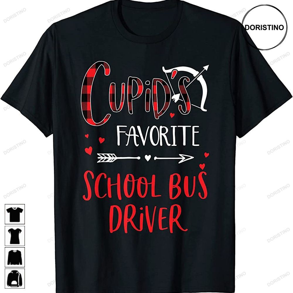 Cupids Favorite School Bus Driver Red Plaid Valentines Day Awesome Shirts