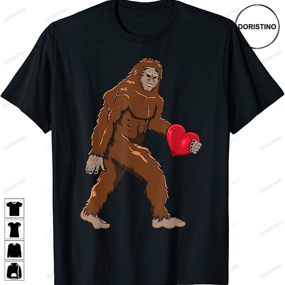Cute Bigfoot Heart Gift Valentines Day Sasquatch Awesome Shirts