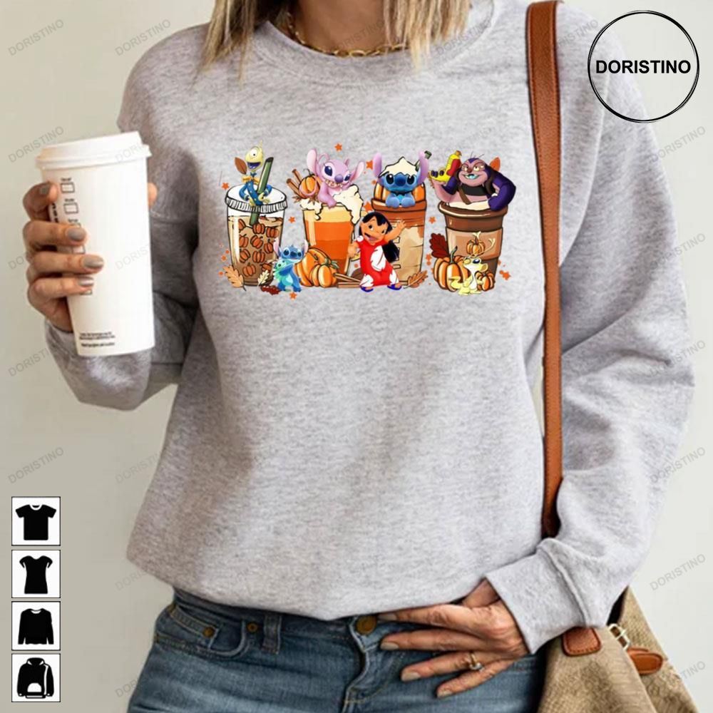 Lilo Stitch Coffee Pumpkin Spice Latte Halloween Limited Edition T-shirts