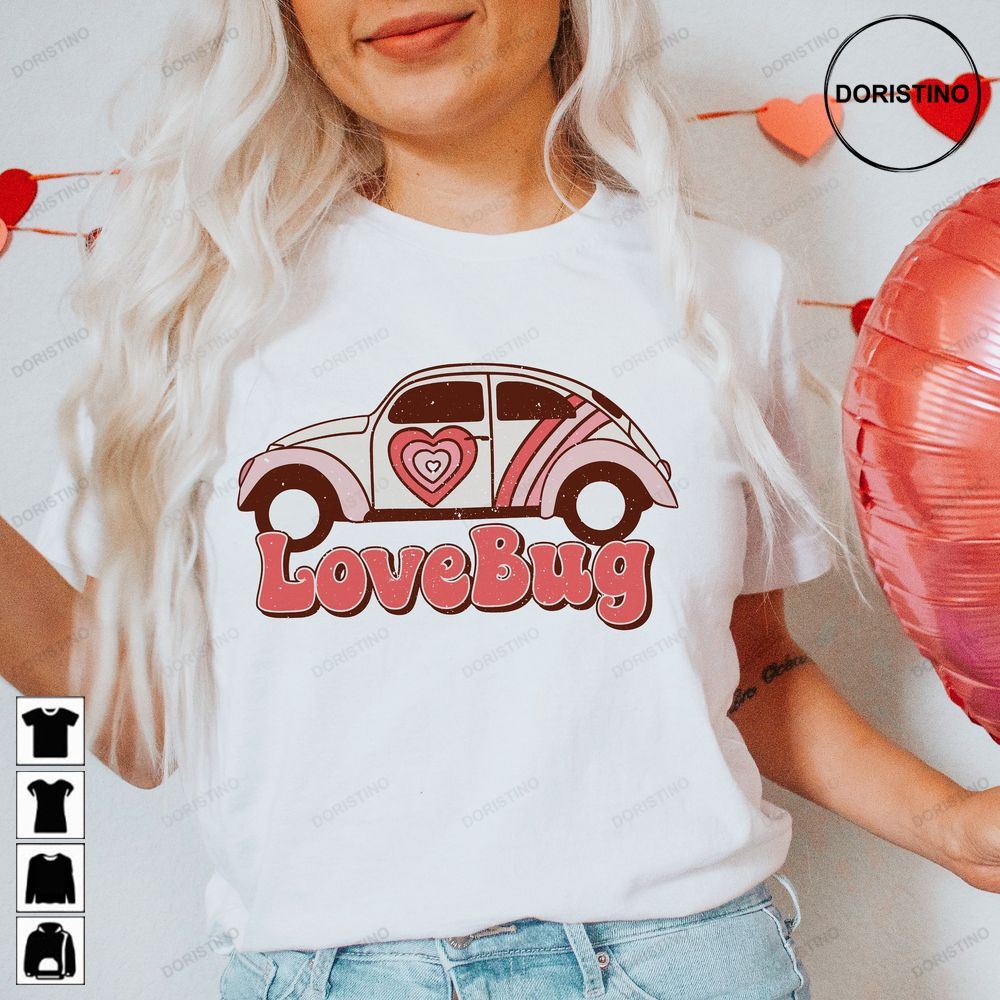 Groovy Valentines Sublimation Hippie Lovebug Design Limited Edition T-shirts