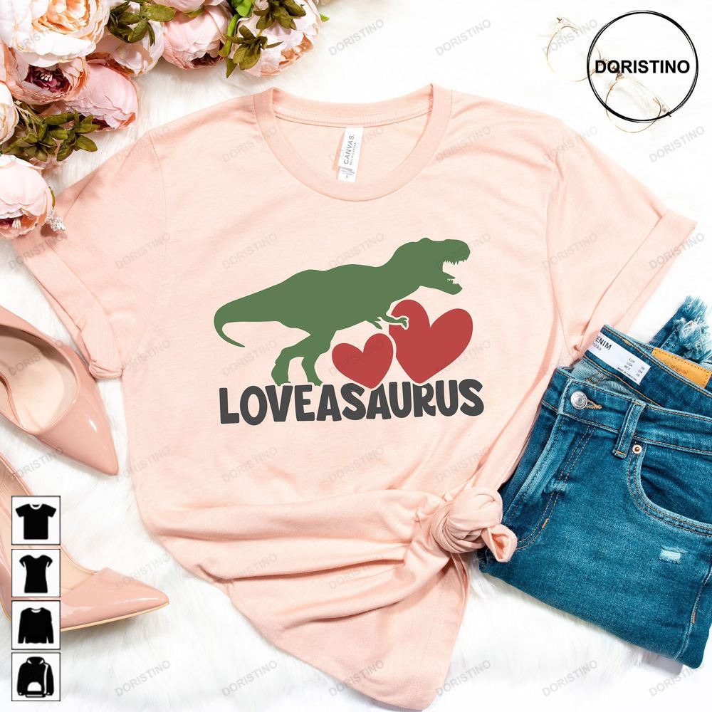 Loveasaurus Rex Boys Valentine Dinosaur Valentines Day Awesome Shirts