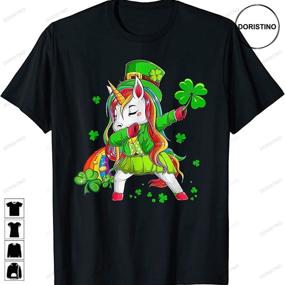 Dabbing Unicorn Holding Shamrocks Patricks Day Lover Family Trending Style