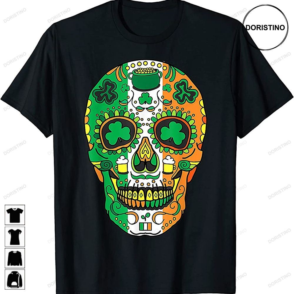 Day Of The Dead Irish Sugar Skull St Patricks Day Awesome Shirts