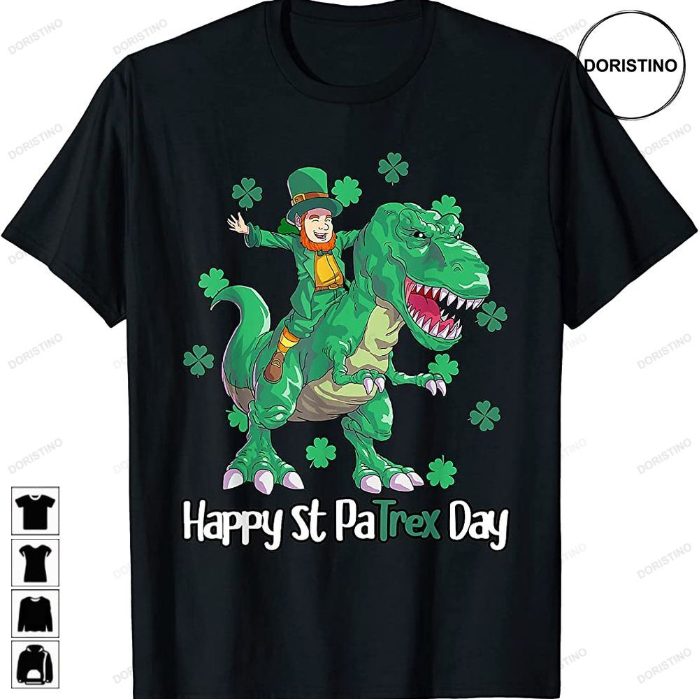 Dino St Patricks Day Kids Toddler Boys Leprechaun Awesome Shirts