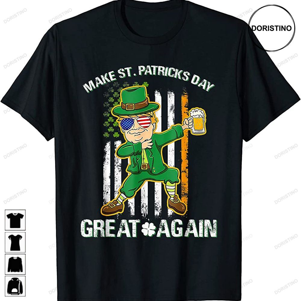 Funny Make St Patricks Day Great Again Irish Trump Usa Flag Awesome Shirts
