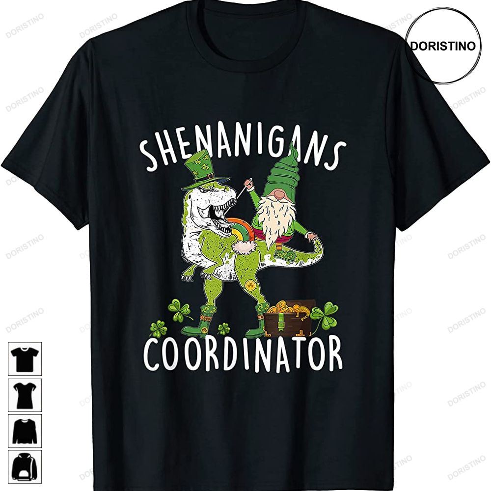 Funny Shenanigans St Patricks Day Dinosaur And Gnomes Awesome Shirts