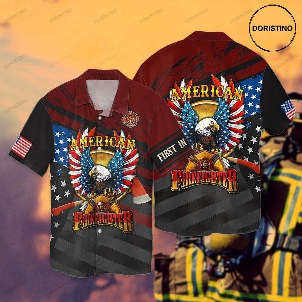 4th Of July Independence Day American Firefighter Eagle Awesome Hawaiian Shirt
