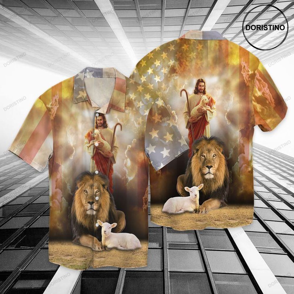 4th Of July Independence Day Jesus God Lion Awesome Hawaiian Shirt