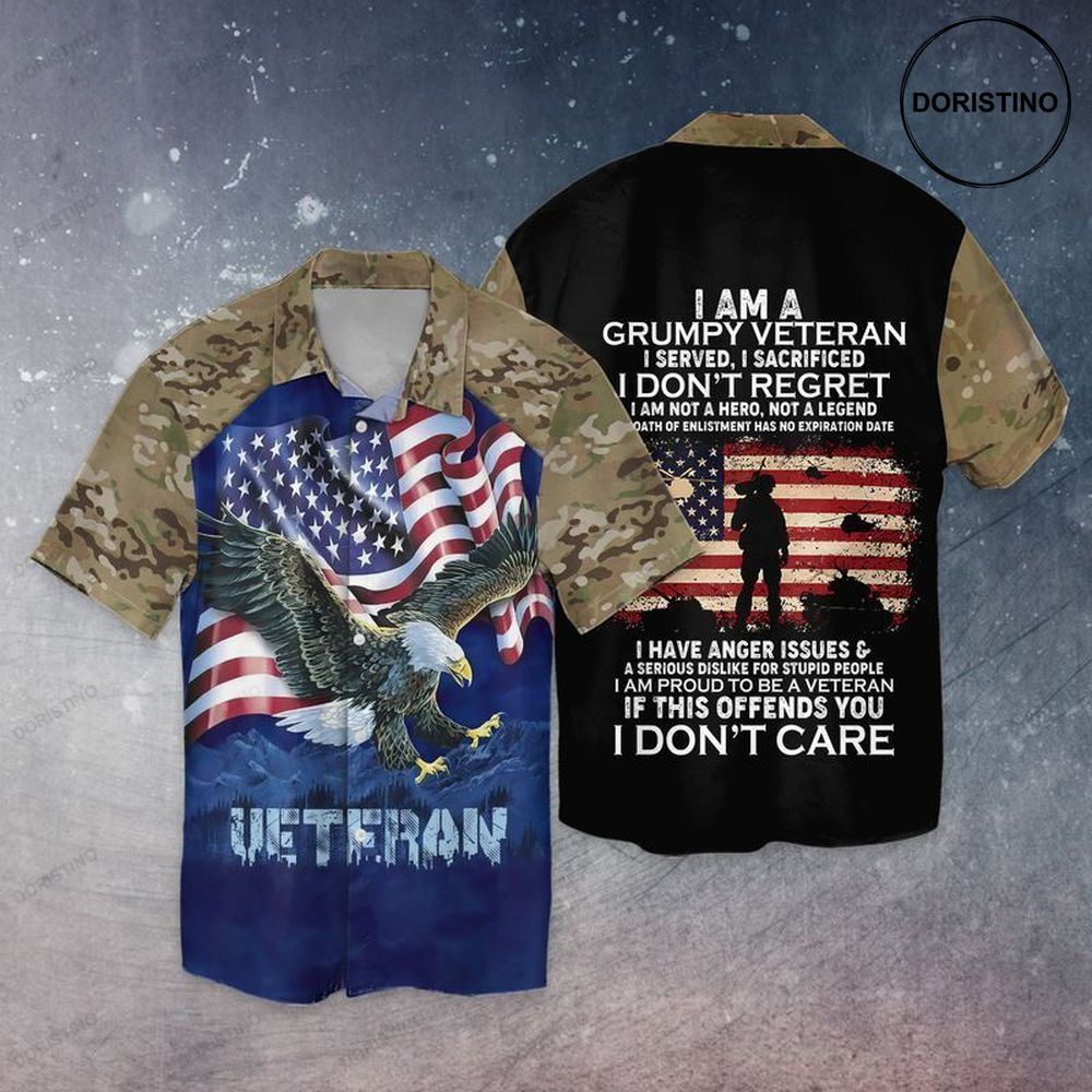 4th Of July Independence Day Memorial Day American Veteran I Am A Grumpy Veteran Limited Edition Hawaiian Shirt