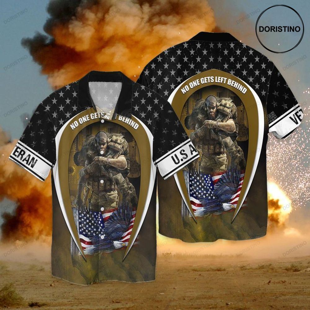 4th Of July Independence Day Memorial Day American Veteran No One Gets Left Behind Awesome Hawaiian Shirt