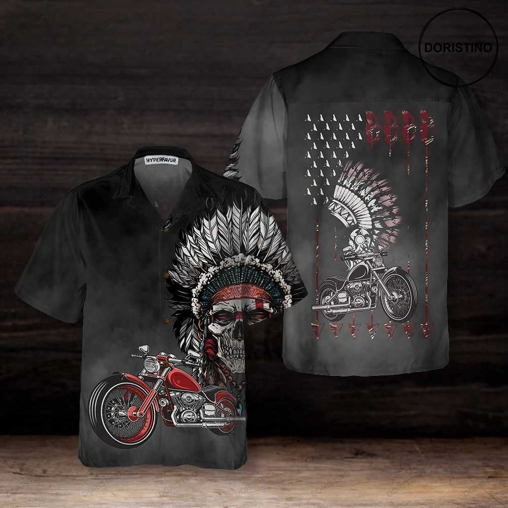 And Vintage Skull Biker Chief Man Native American Motorcycle Best Gift For Bi Hawaiian Shirt
