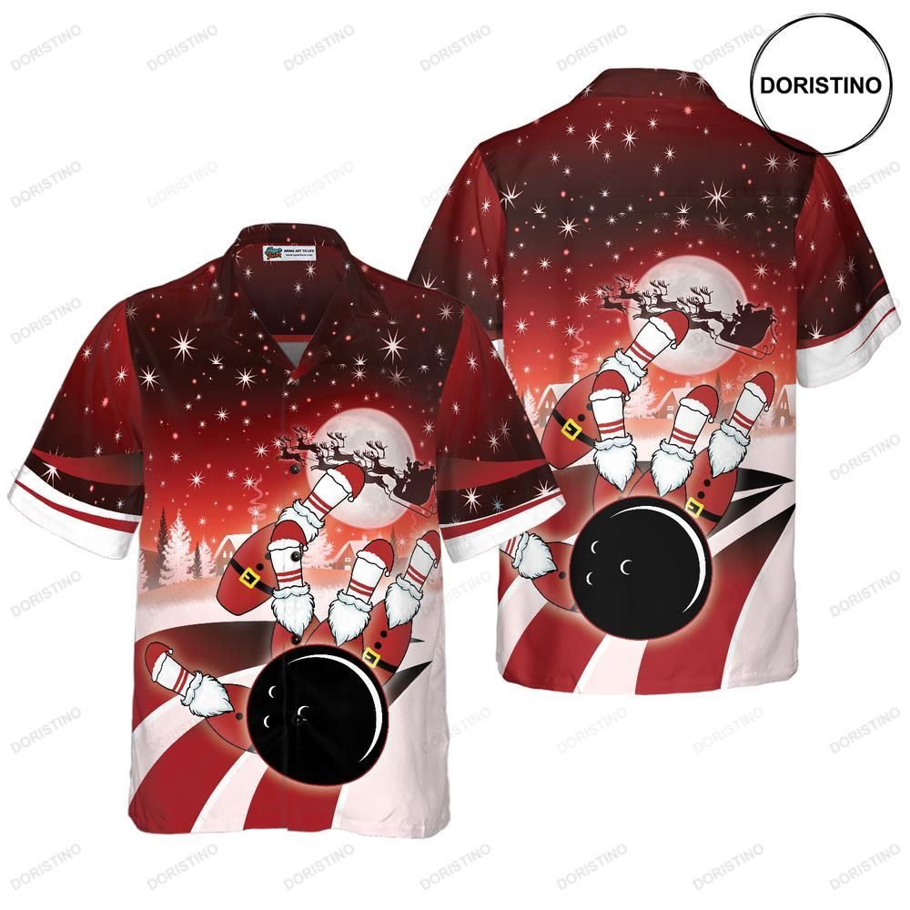 Christmas Bowling Short Sleeve Christmas Idea And Women Awesome Hawaiian Shirt