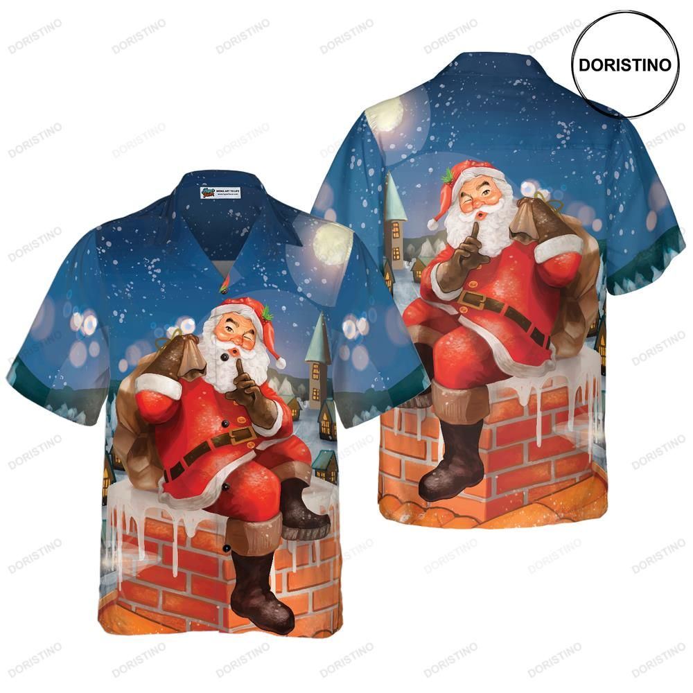 Santa With Gif Short Sleeve Christmas Idea And Women Limited Edition Hawaiian Shirt