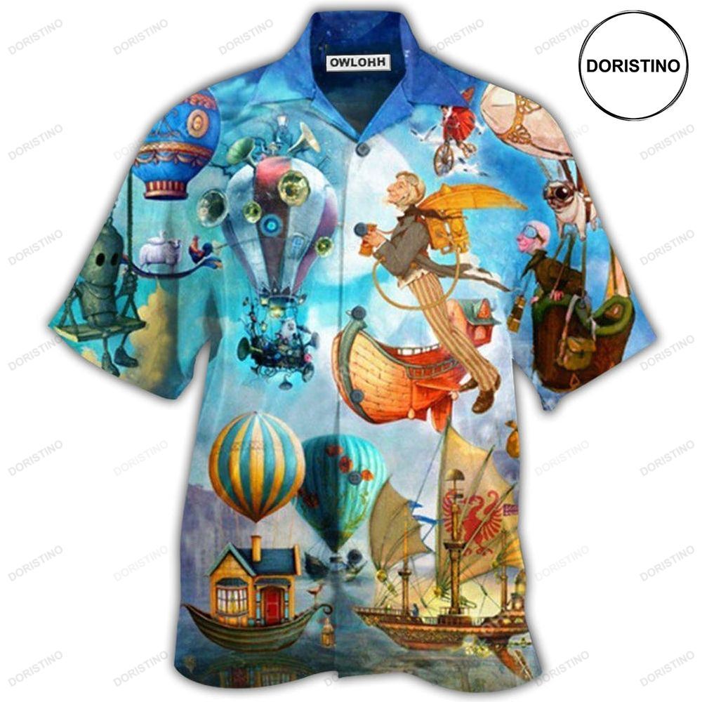 Air Balloon Flying Steampunk World Hawaiian Shirt