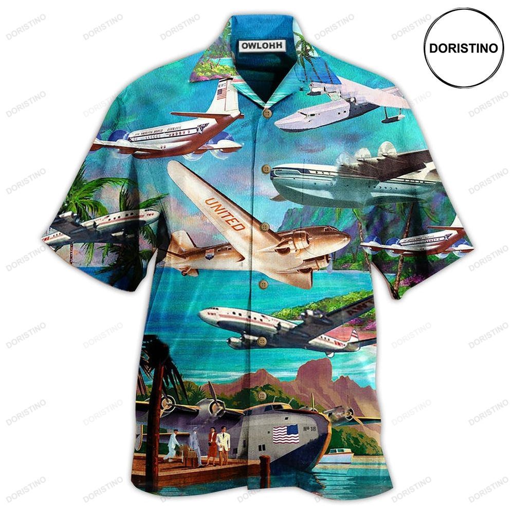 Airplane Fly To Hawaii Aircraft Love Life Awesome Hawaiian Shirt