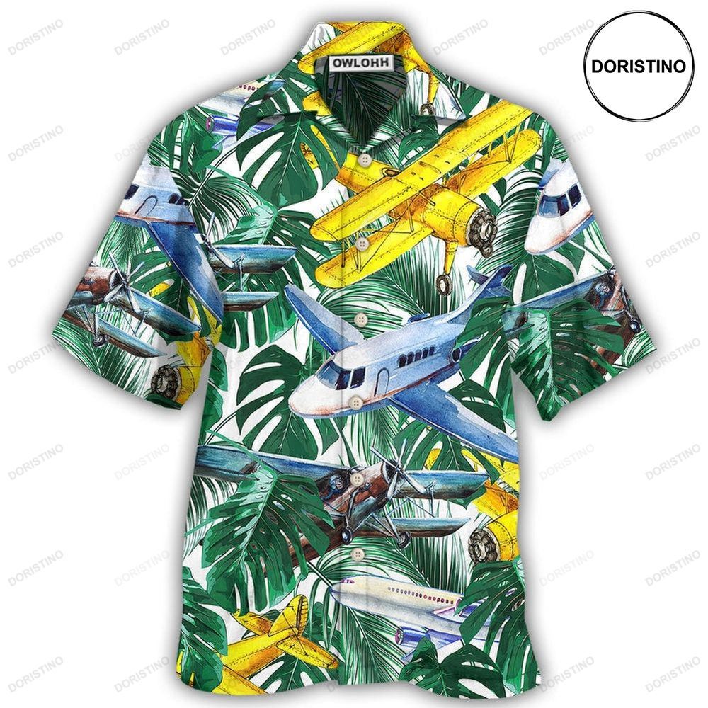 Airplane Tropical Leaf Wish Right Now Hawaiian Shirt