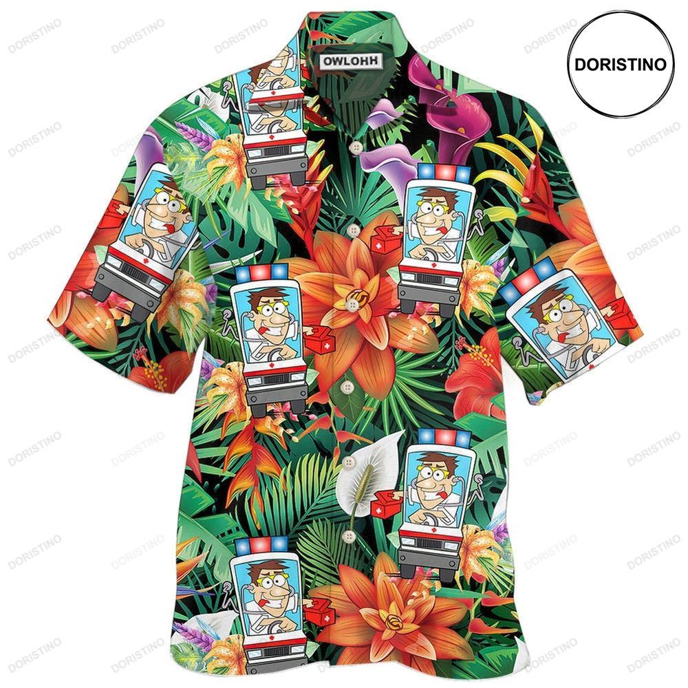 Ambulance Driver Tropical Floral Awesome Hawaiian Shirt