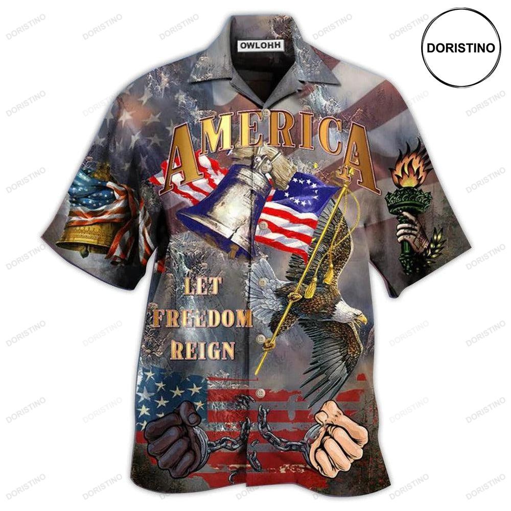 America Let Freedom Reign Awesome Hawaiian Shirt